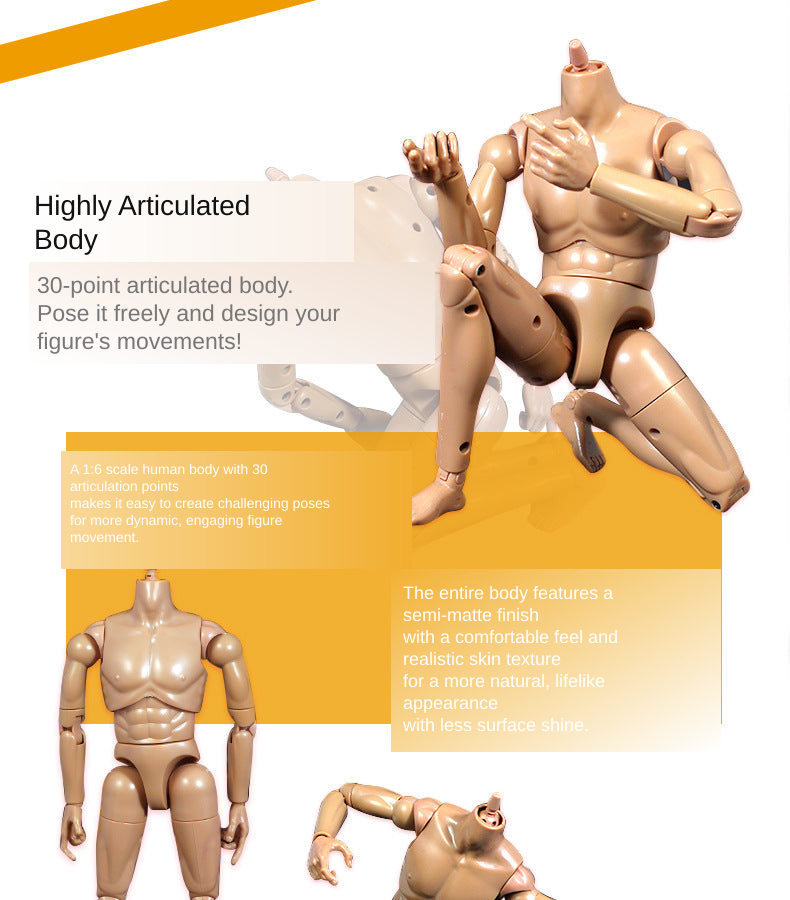 Highly articulated 1:6 scale mannequin body posed in multiple positions with a semi-matte finish