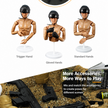 Poseable male action figure bust with interchangeable hands, helmet, goggles, stand, and tactical accessories.